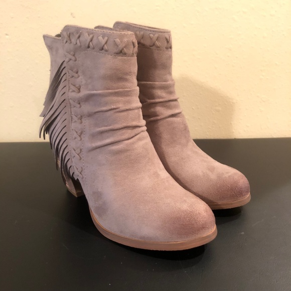 Not Rated Shoes - Not Rated Taupe Fringe Boots, NIB, Size 6